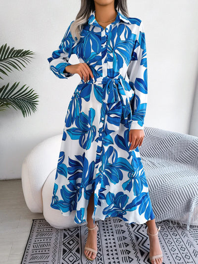 Sasha- Casual Floral Maxi Shirt Dress