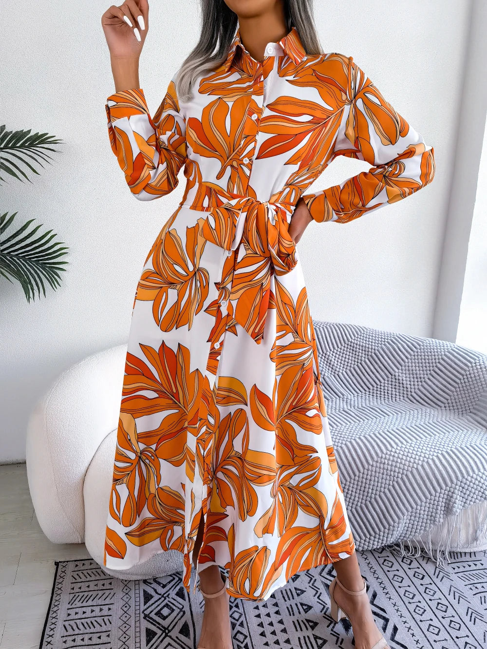 Sasha- Casual Floral Maxi Shirt Dress