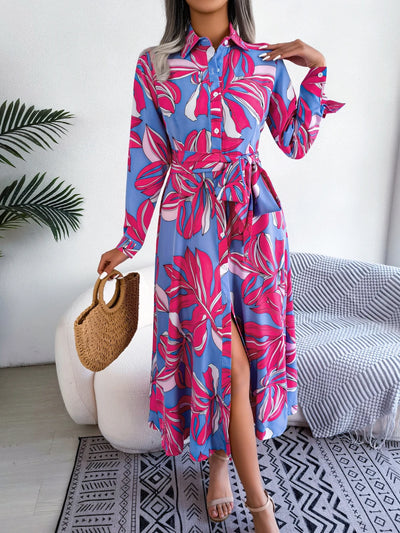 Sasha- Casual Floral Maxi Shirt Dress